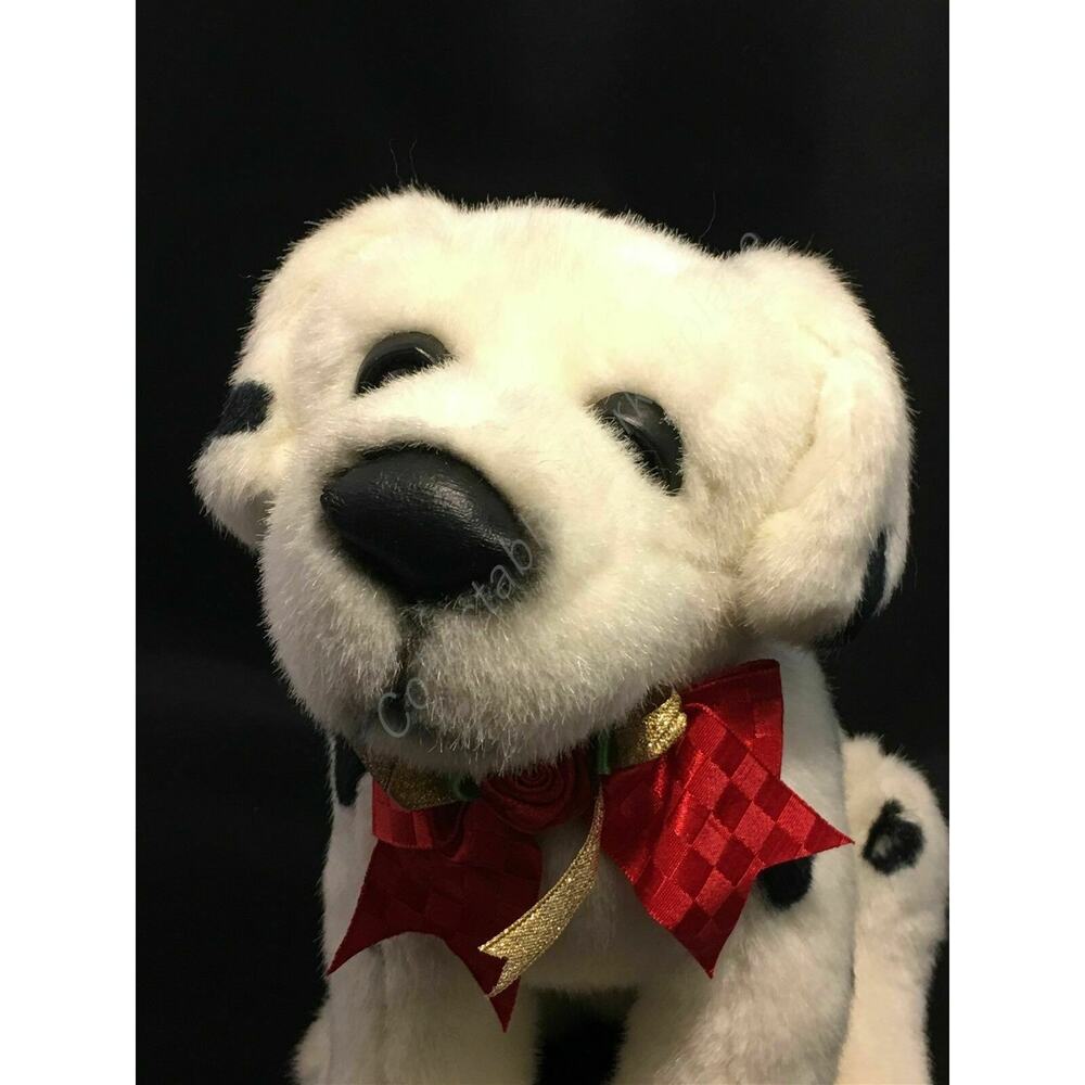 Chosun Black & White Spotted Dalmatian Puppy Dog Plush 11" Sitting with Red Bow